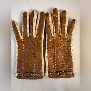 Vintage Nova By Aris Brown & Cream Ladies Lined Ladies Driving Glove Size Large